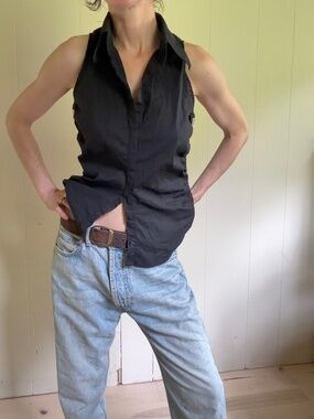 MNG Cotton Sleeves black shirt minimalist summer
